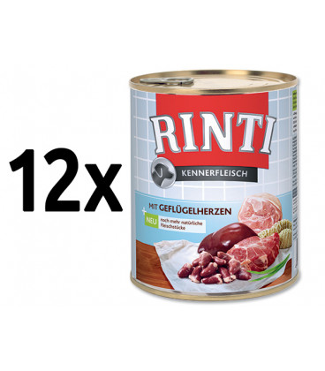 12x konzerva RINTI Kennerfleisch hydinové srdiečka 800g