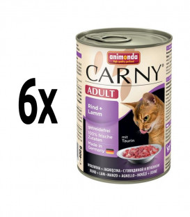 6x konzerva Animonda CARNY® cat Adult hovädzie a jahňa 400 g