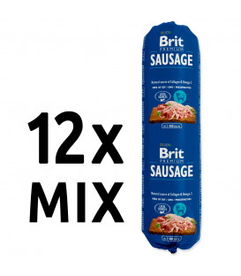 12x saláma BRIT Premium Dog Sausage MIX 800g