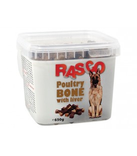 Pochúťka RASCO Dog kosti hydinové s pečeňou 550g