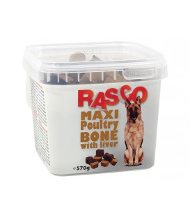 Pochúťka RASCO Dog kosti hydinové s pečeňou 570g