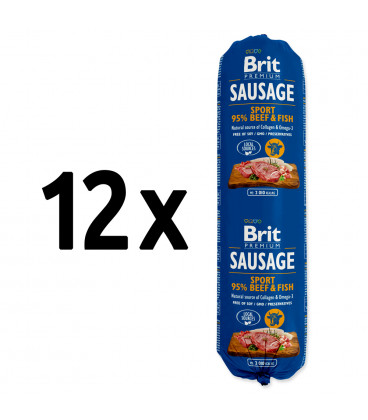 12x saláma BRIT Premium Sausage Sport - Beef & Fish 800g