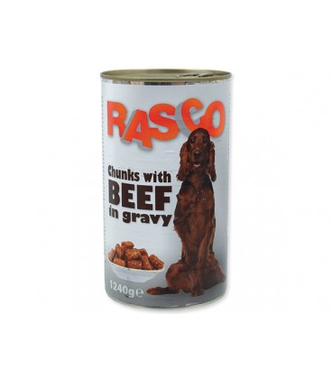 Konzerva RASCO Dog hovězí kousky ve šťávě 1240g