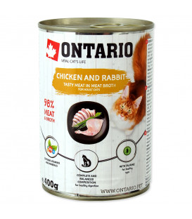Konzerva ONTARIO Cat Chicken, Rabbit, Salmon Oil 400g