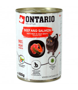 Konzerva ONTARIO Cat Beef, Salmon, Sunflower Oil 400g